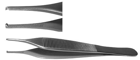 Adson Thumb Forceps, Cross-Serrated Tips, Dressing Forceps, Serrated, 4 3/4" (12.1 Cm)
